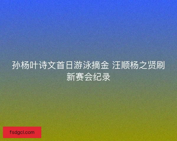 孙杨叶诗文首日游泳摘金 汪顺杨之贤刷新赛会纪录