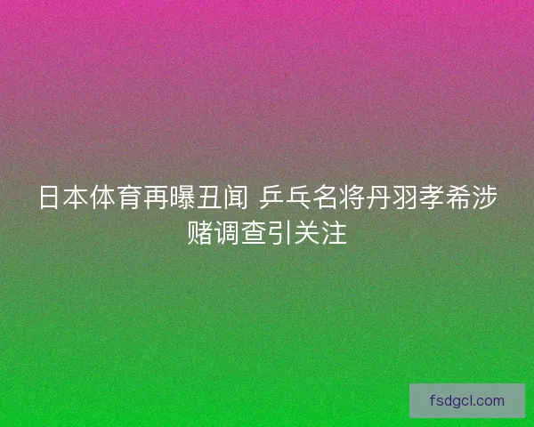 日本体育再曝丑闻 乒乓名将丹羽孝希涉赌调查引关注 日本体育再曝丑闻 乒乓名将丹羽孝希涉赌调查引关注